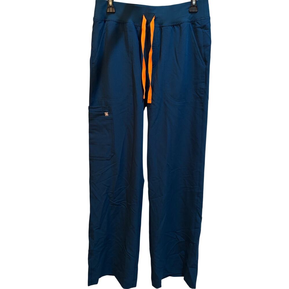 Figs Women's deep reef Isabel wide leg Scrub Pants with Orange Drawstring